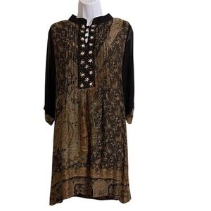 Biographie Women's Paisley Print Embellished Tunic Dress Size L